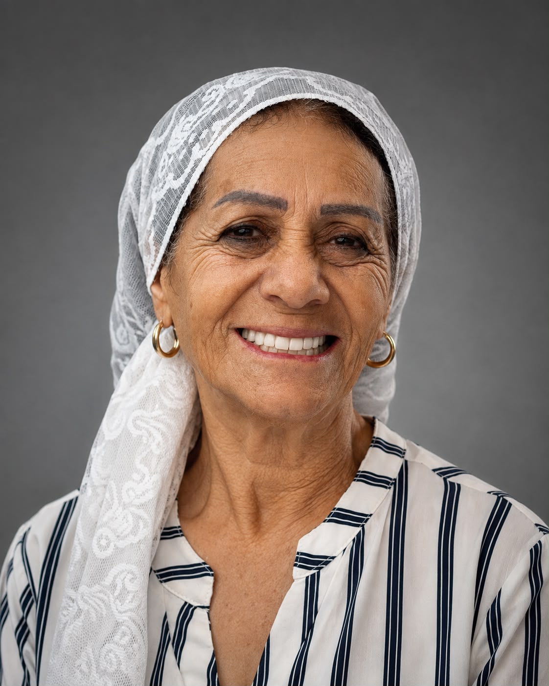 Patient smiling with her new teeth